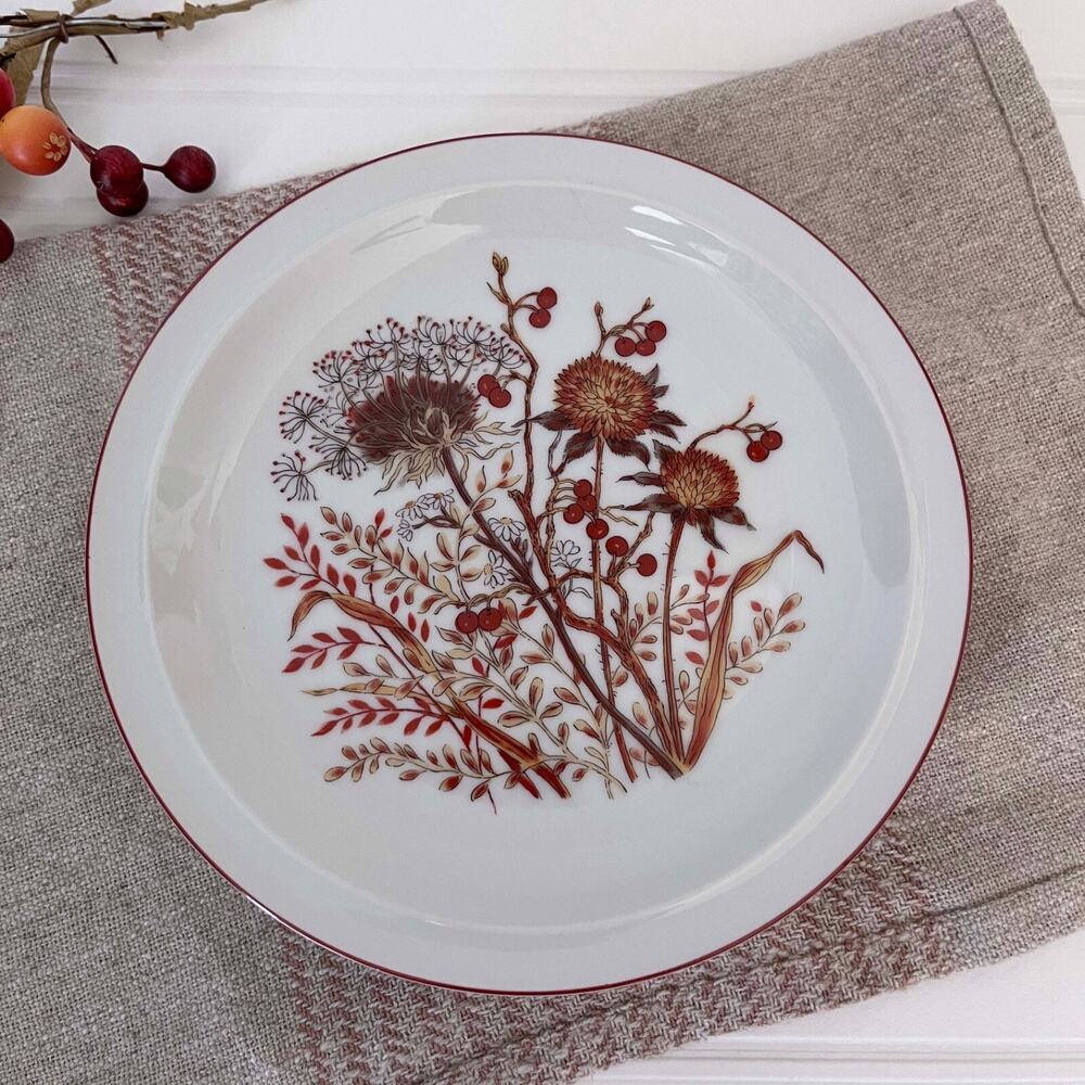 (4) Fanci Floral Collection Bramble Japan Porcelain 7.5" Plate Rust Gold Brown